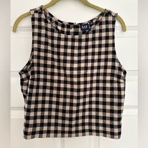 GAP Black and Cream Gingham Sleeveless Tank